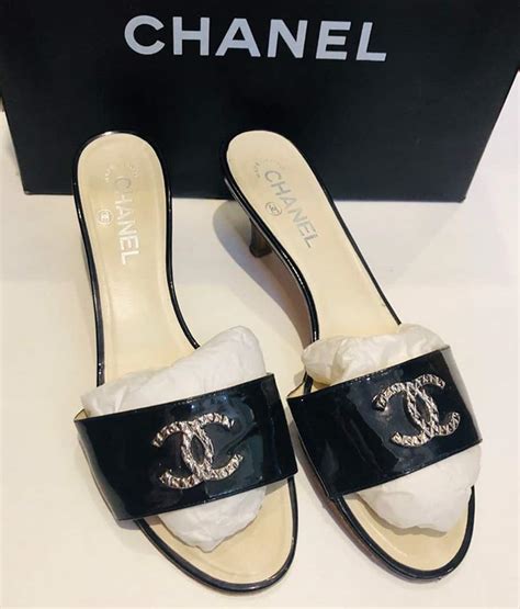 chanel black patent mules|Chanel Vintage Patent Leather Mules .